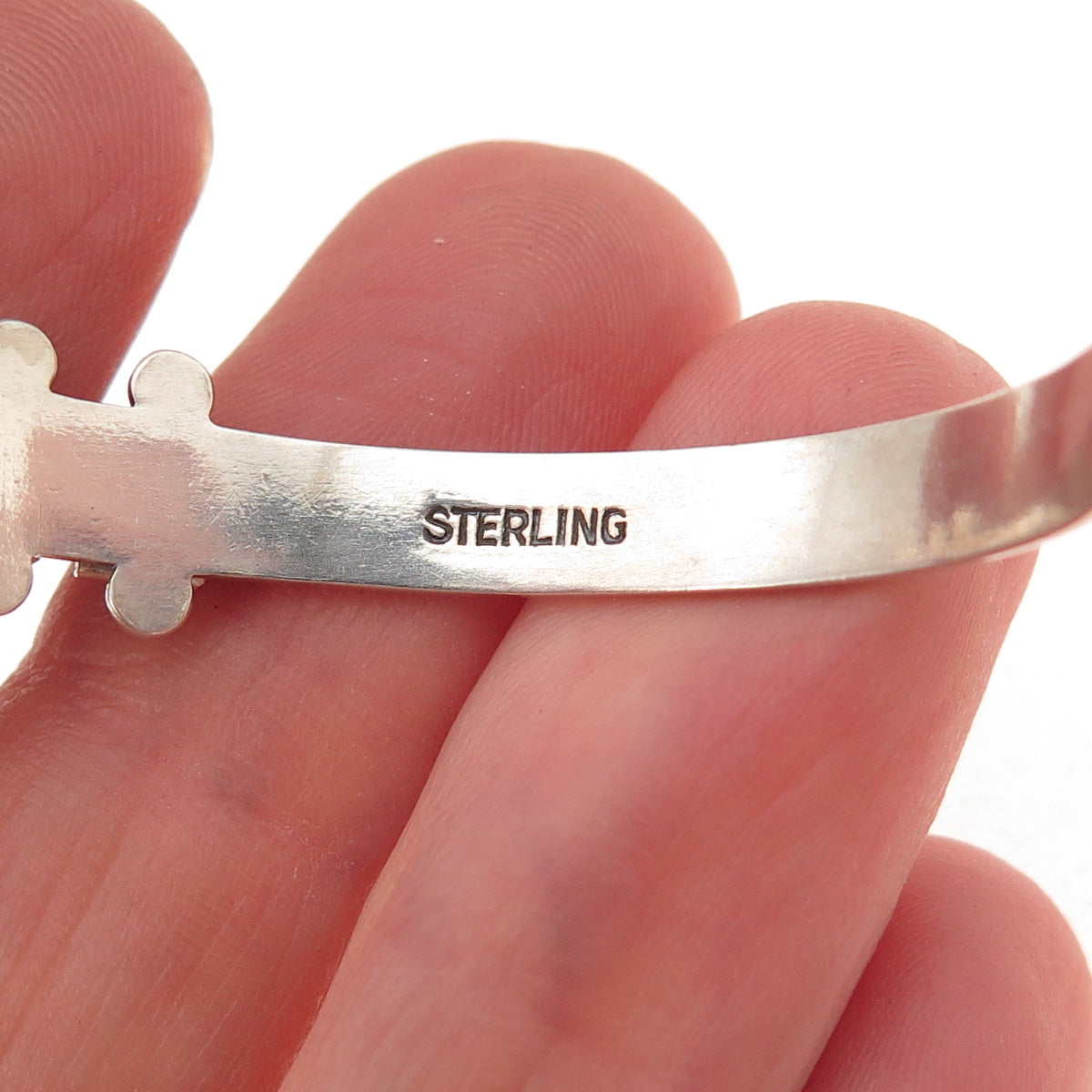 Old Pawn 925 Sterling Silver Vintage Kingman Turquoise Adjustable Bracelet 5.75"