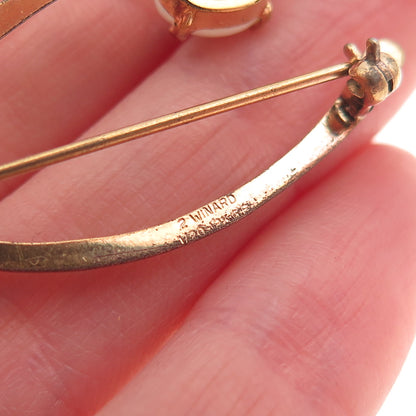 Winard 1/20 12K Gold Filled Antique Art Deco Real Opal Wishbone Pin Brooch