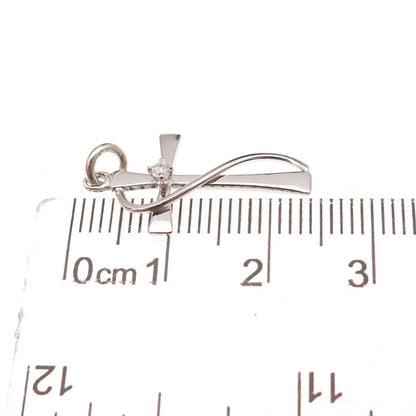 Princess Pride 925 Sterling Silver Vintage C Z Cross Charm Pendant