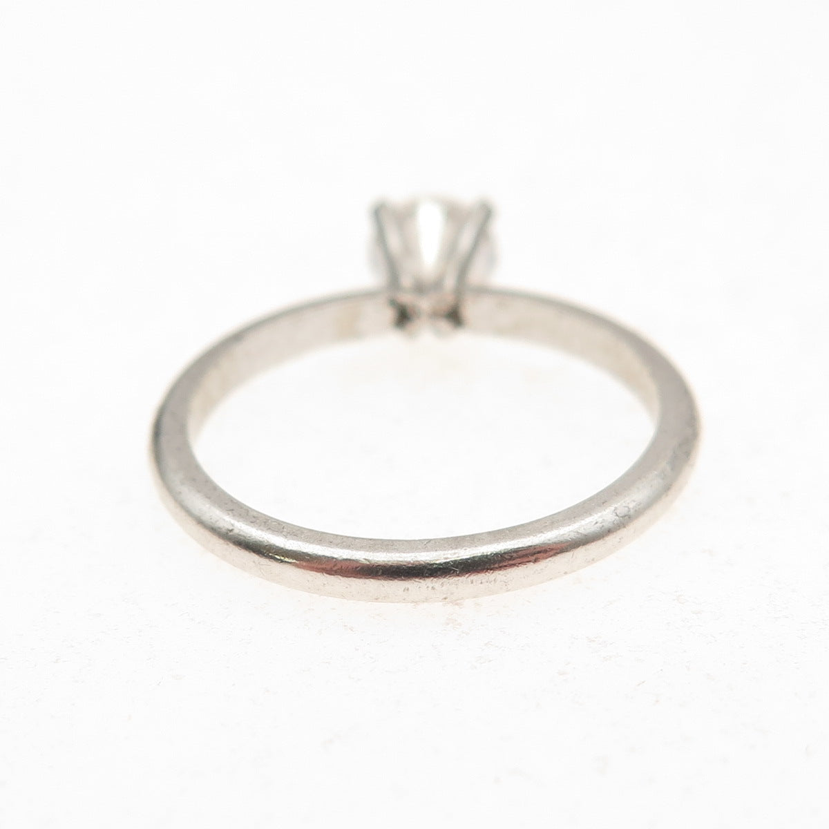 925 Sterling Silver Vintage Round-Cut C Z Engagement Ring Size 5.75