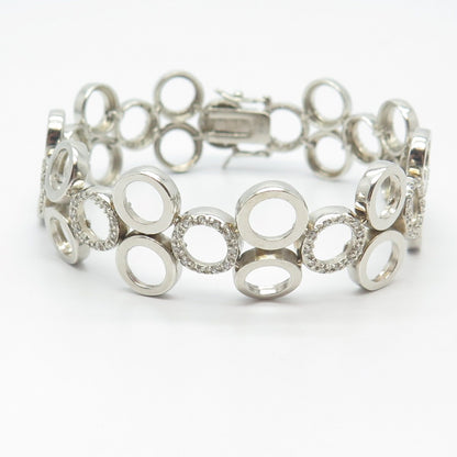 925 Sterling Silver Seta C Z Bubbles Link Bracelet 7.25"