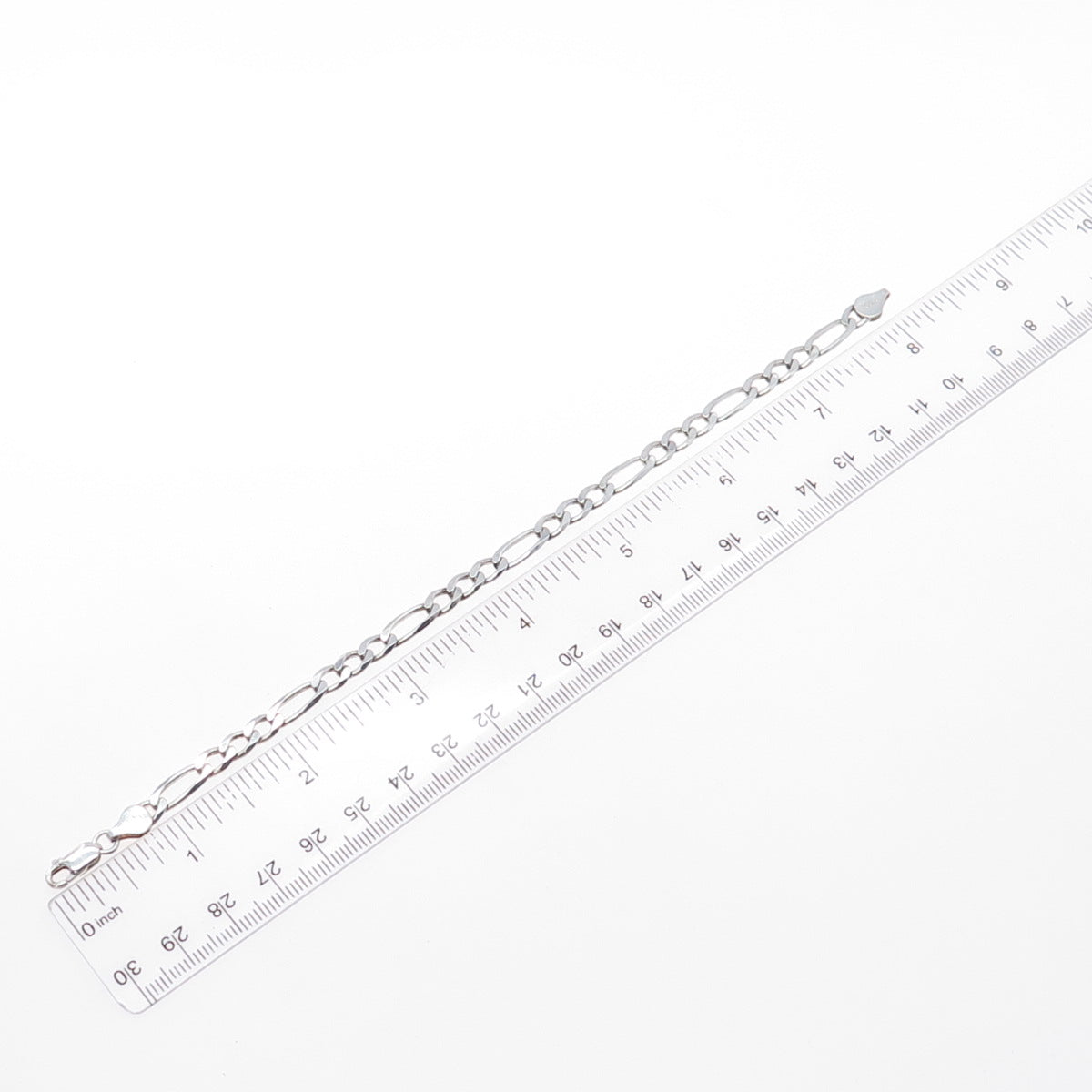 925 Sterling Silver Vintage Italy Figaro Link Bracelet 8"