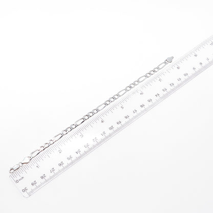 925 Sterling Silver Vintage Italy Figaro Link Bracelet 8"