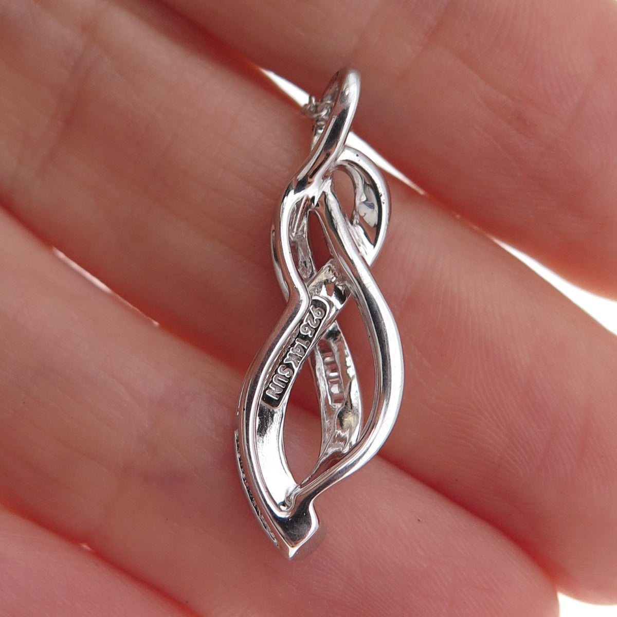 Sun 925 Sterling Silver 14K Gold Real Diamond Infinity Cable Chain Necklace 18"