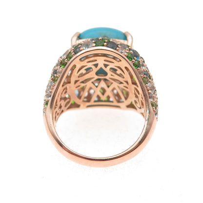 Carol Brodie 925 Sterling Silver Gold Plated Real Multi-Color Gem Ring Size 8.25