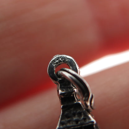 925 Sterling Silver Vintage Big Ben Oxidized Minimalist 3D Charm Pendant