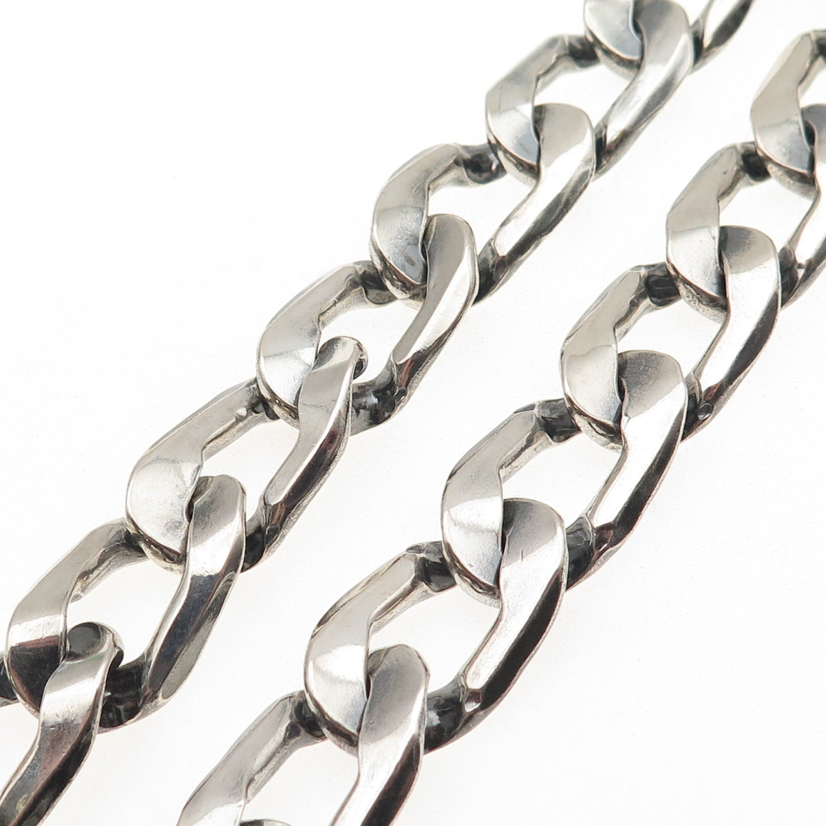 800 Silver Vintage Poland Heavy 163.9g Oxidized Curb Chain Necklace 20"