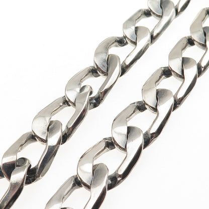 800 Silver Vintage Poland Heavy 163.9g Oxidized Curb Chain Necklace 20"