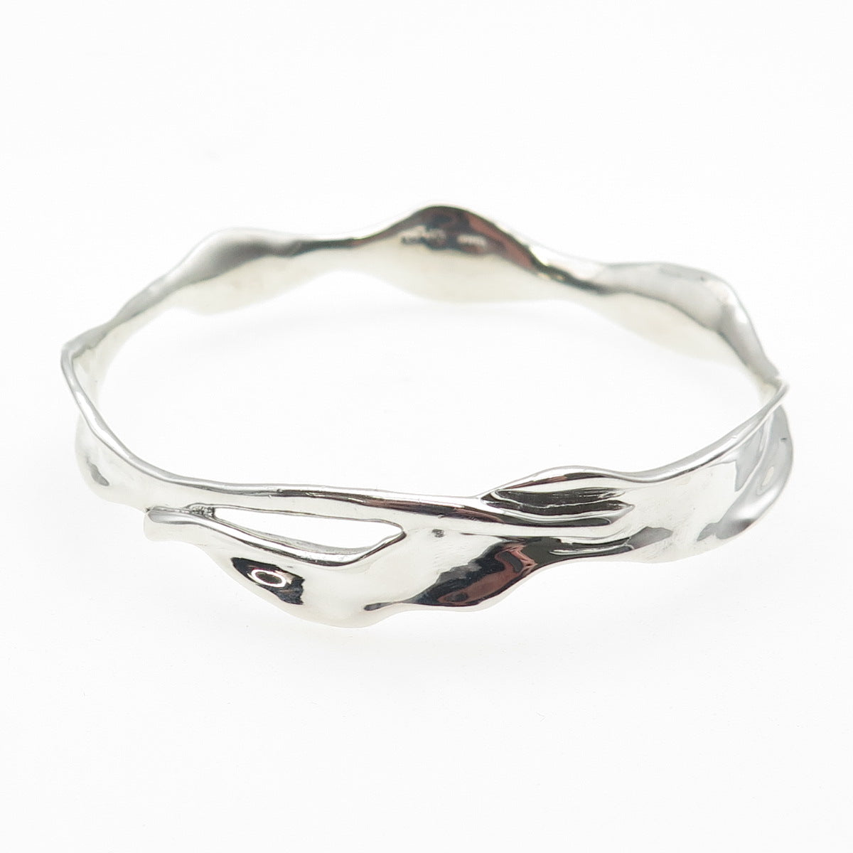 HAGIT GORALI 925 Sterling Silver Vintage Israel Modernist Bangle Bracelet 8.75"