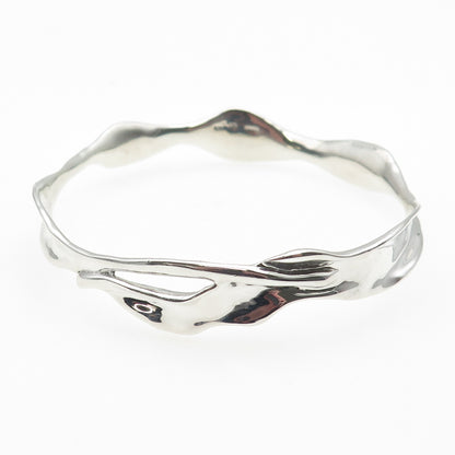 HAGIT GORALI 925 Sterling Silver Vintage Israel Modernist Bangle Bracelet 8.75"