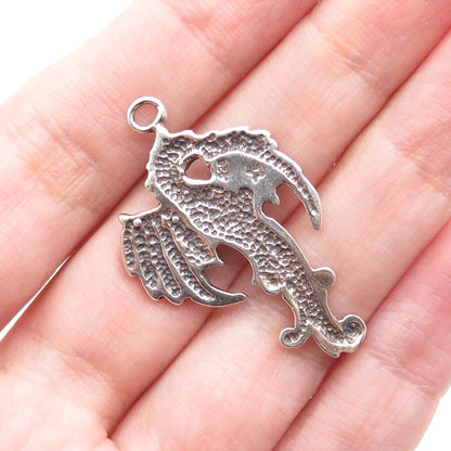 SUNWEST 925 Sterling Silver Vintage Dragon Oxidized Charm Pendant