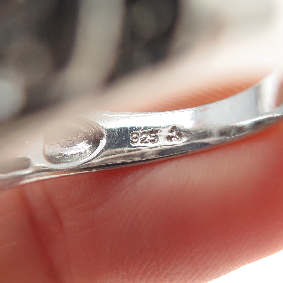 925 Sterling Silver Real Labradorite Black Spinel & White Topaz Ring Size 9