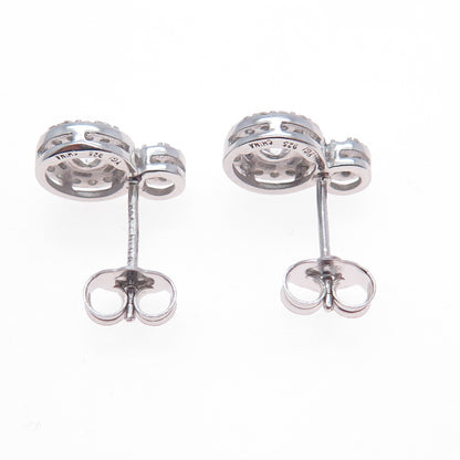 925 Sterling Silver Round-Cut C Z Snowman Stud Earrings