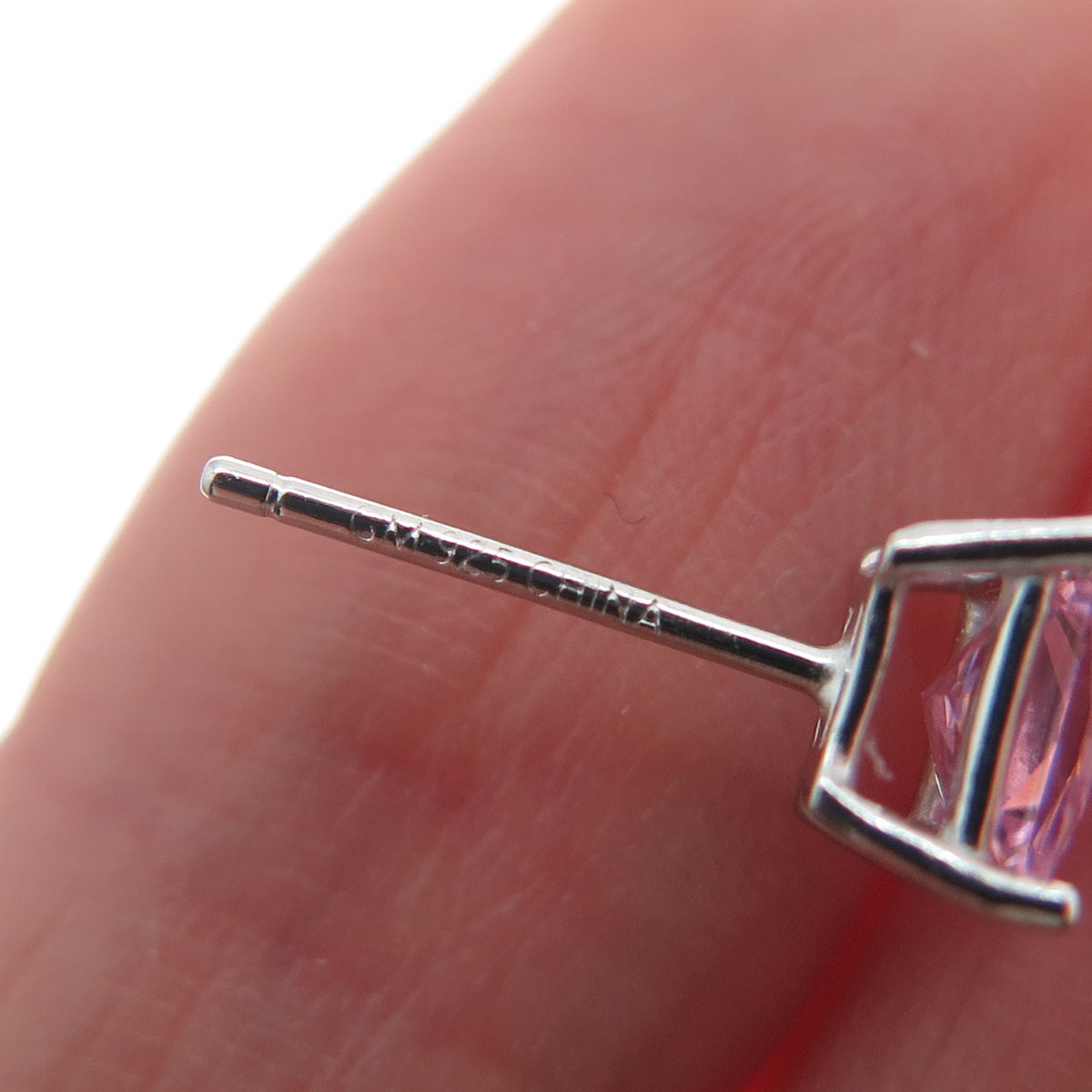 925 Sterling Silver Princess-Cut Pink C Z Stud Earrings