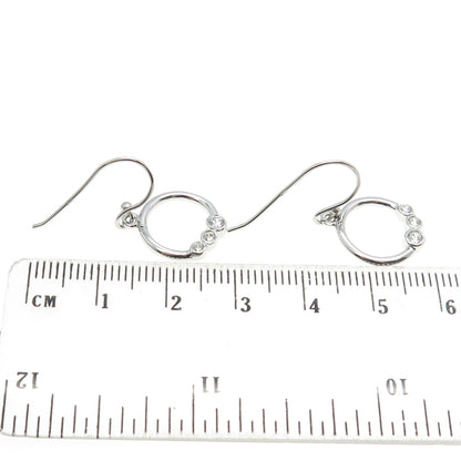 925 Sterling Silver Graduated C Z Circle Dangling Earrings