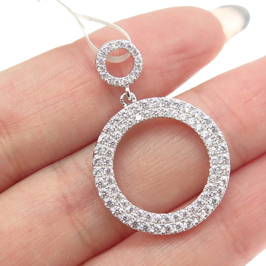 DIAMONOX 925 Sterling Silver Pave C Z Circle of Life Slide Pendant