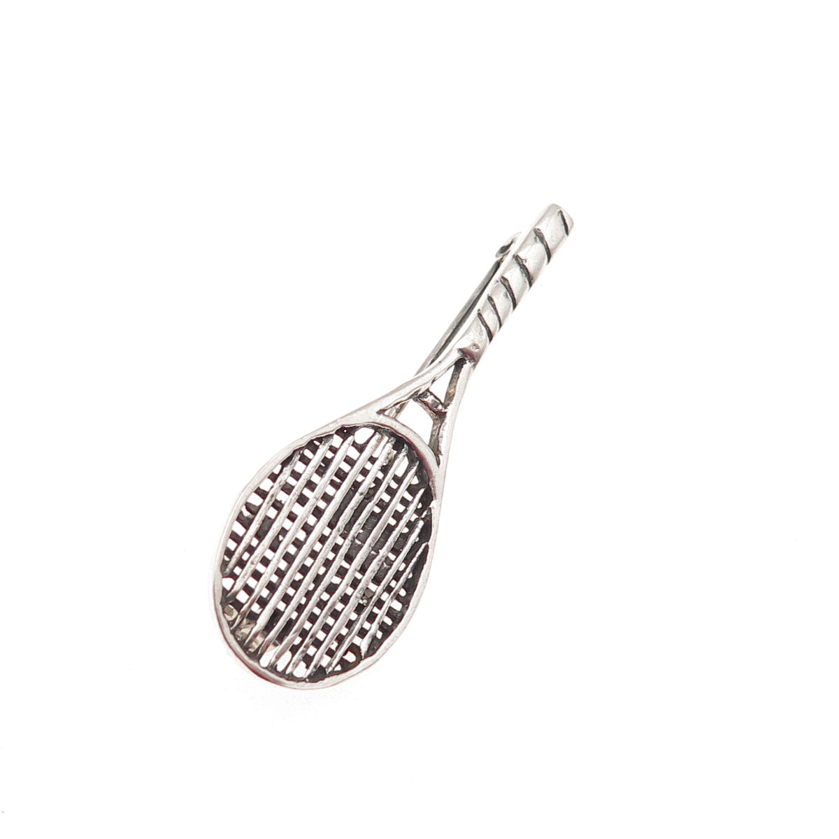 Boma 925 Sterling Silver Vintage Tennis Racket Oxidized Pin Brooch