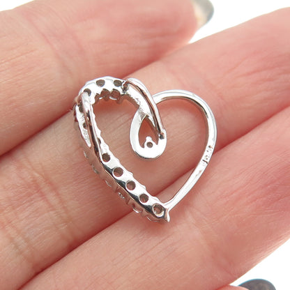 925 Sterling Silver Round-Cut C Z Open Heart Pendant