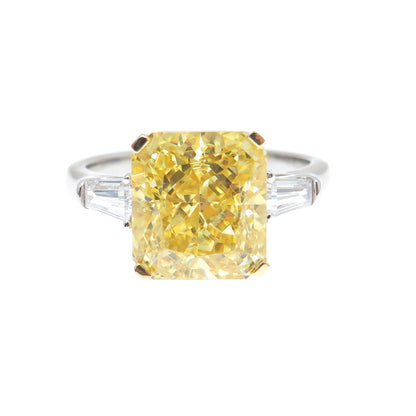 DSMK 925 Sterling Silver 2-Tone Canary & White Multi-Cut C Z Ring Size 6