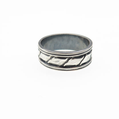 925 Sterling Silver Vintage Modernist Oxidized Band Ring Size 5.25
