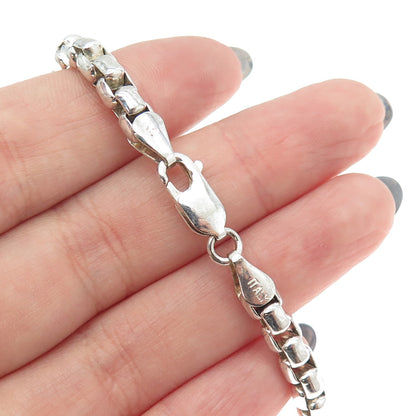 925 Sterling Silver Italy Box Link Bracelet 7.5"