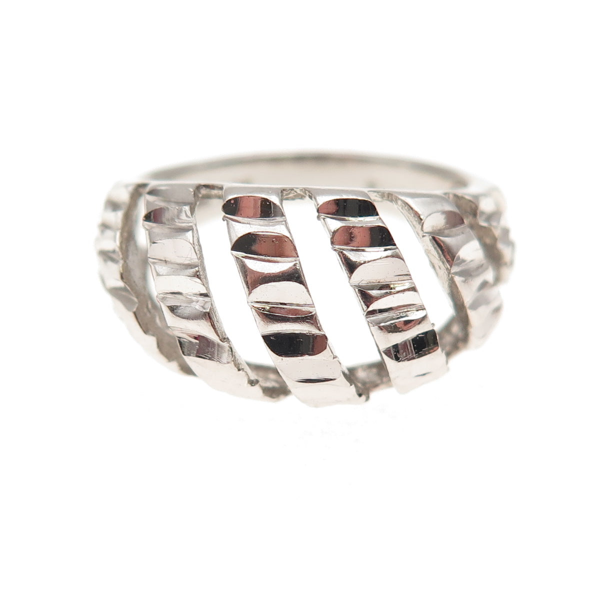Chapal Zenray 925 Sterling Silver Modernist Ribbed Dome Ring Size 7.25