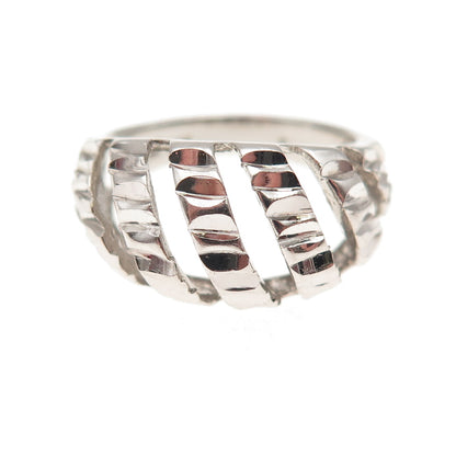 Chapal Zenray 925 Sterling Silver Modernist Ribbed Dome Ring Size 7.25