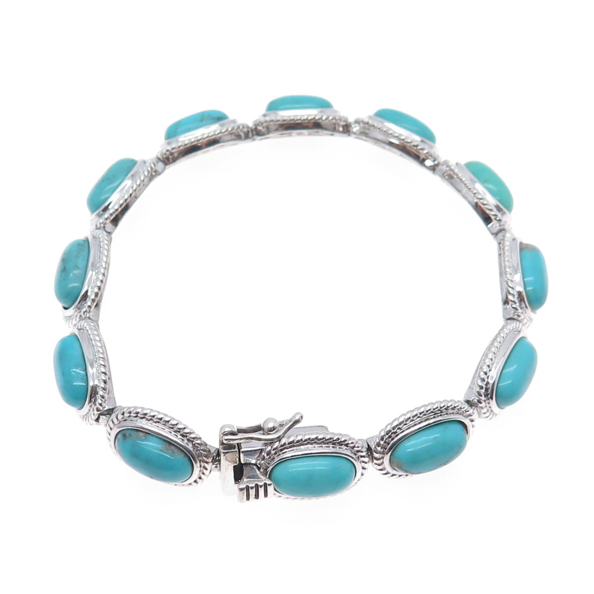 JACKSON HOLE 925 Sterling Silver Vintage Real Tyrone Turquoise Bracelet 8"