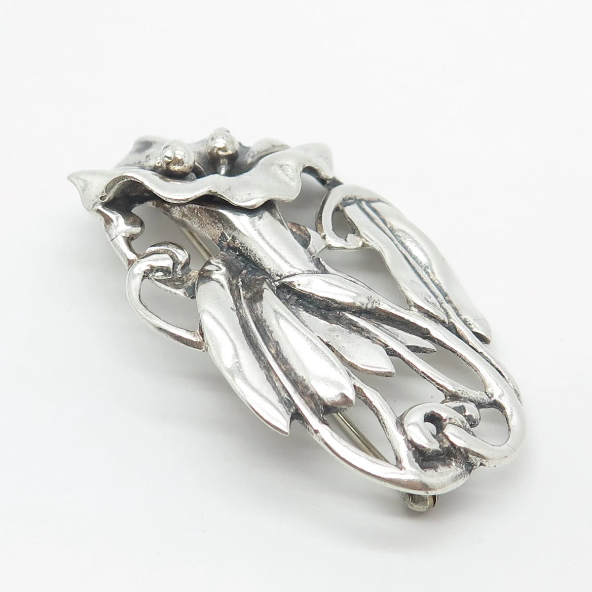 925 Sterling Silver Vintage Calla Lily Floral Pin Brooch