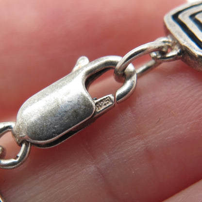 925 Sterling Silver Vintage Fancy Square Link Bracelet 7"