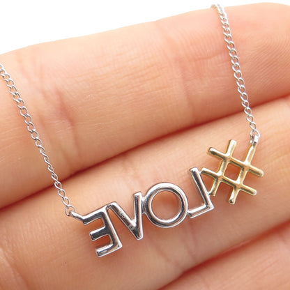 925 Sterling Silver 1/20 14K Gold Filled 2-Tone C Z #Love Chain Necklace 20"