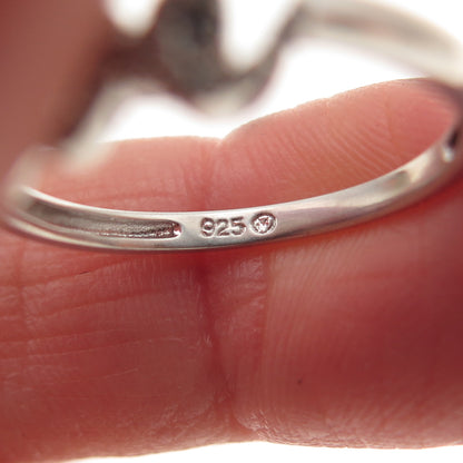 925 Sterling Silver Real Round-Cut Diamond Love Ring Size 7