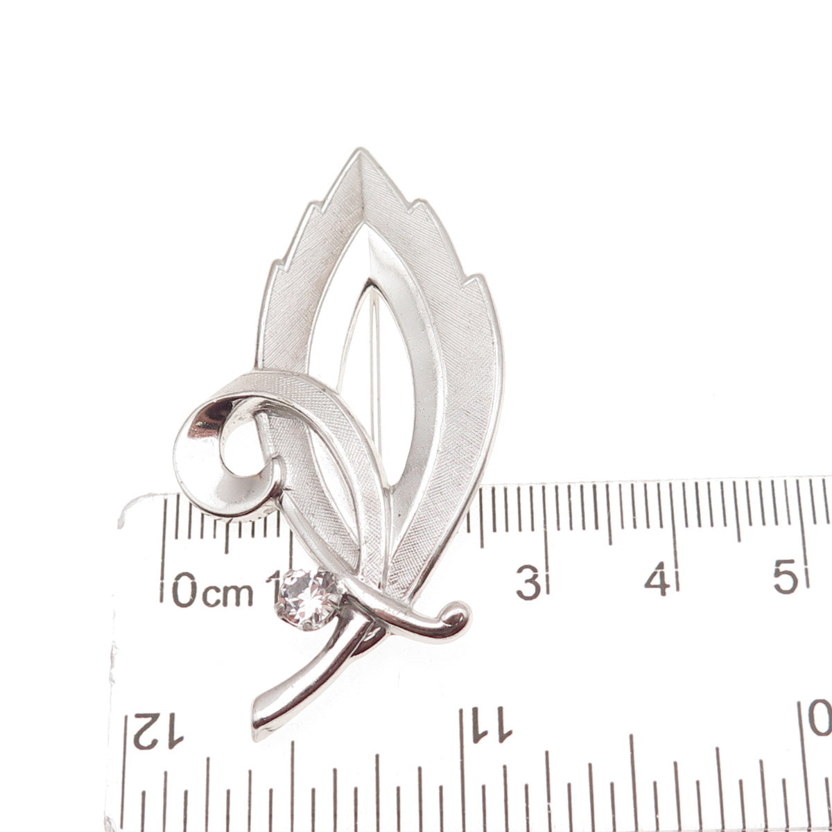 Marvel Jewelry 925 Sterling Silver Antique Art Deco Rhinestone Floral Pin Brooch