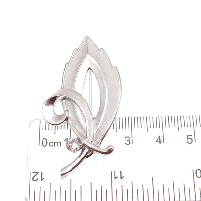 Marvel Jewelry 925 Sterling Silver Antique Art Deco Rhinestone Floral Pin Brooch