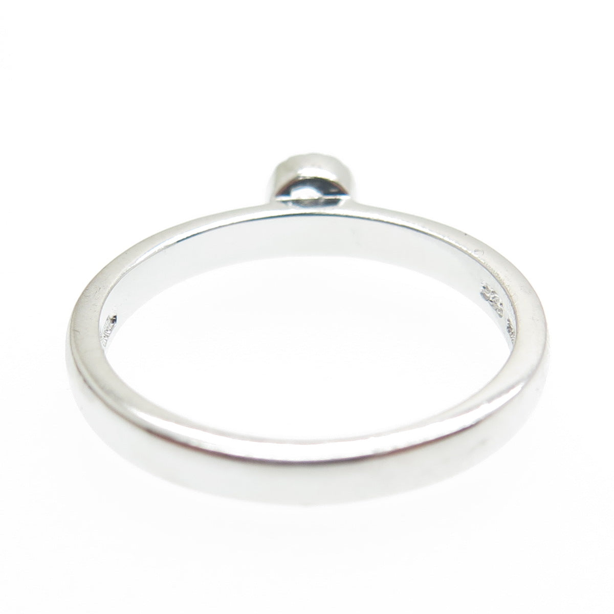 925 Sterling Silver Real Round-Cut Blue Topaz Gem Minimalist Ring Size 7.25