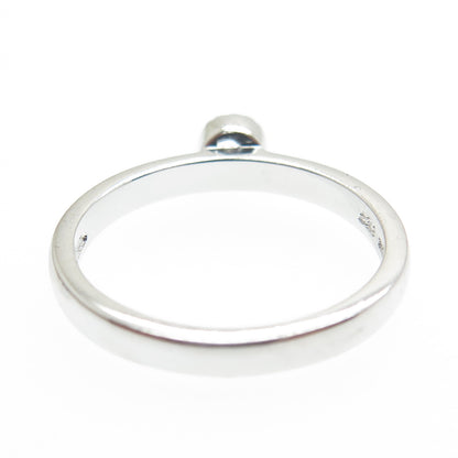 925 Sterling Silver Real Round-Cut Blue Topaz Gem Minimalist Ring Size 7.25