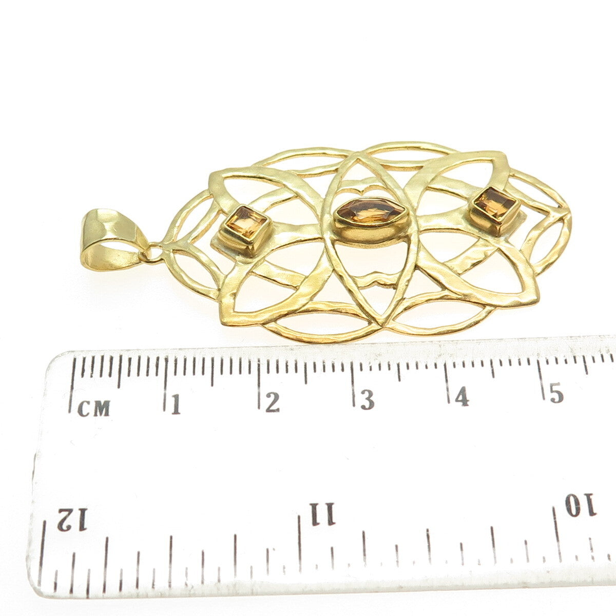 SARA BLAINE Willow House 925 Sterling Silver Gold Plated Vintage Citrine Pendant