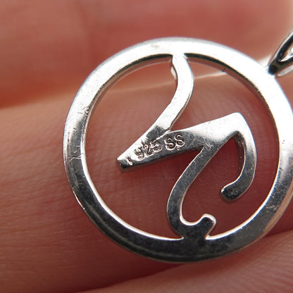 925 Sterling Silver Letter N Initial Mini Charm Pendant
