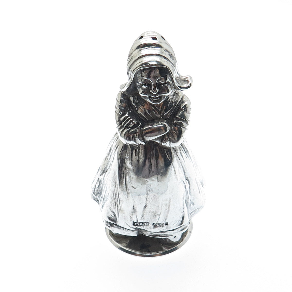BERTHOLD HERMANN MULLER 925 Sterling Antique 1914 Dutch Lady Salt Pepper Shaker