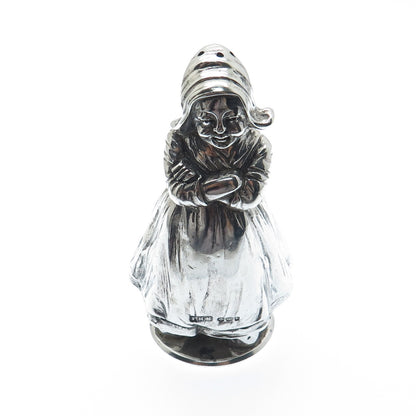 BERTHOLD HERMANN MULLER 925 Sterling Antique 1914 Dutch Lady Salt Pepper Shaker