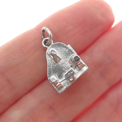 WELLS 925 Sterling Silver Vintage Piano Locket Minimalist Charm Pendant
