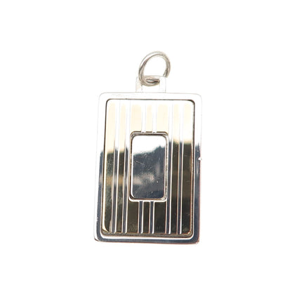 Anson 925 Sterling Silver 18K Gold Vintage Rectangle Tag Charm Pendant