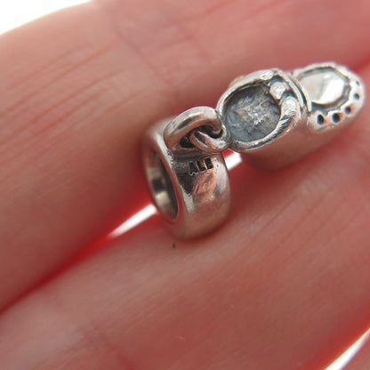 PANDORA Gold 925 Sterling Silver Blue C Z Baby Shoe Dangle Charm