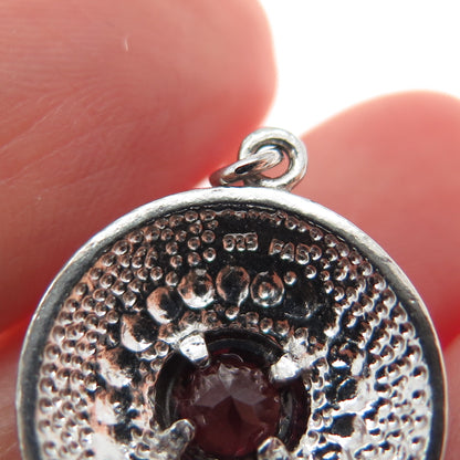 925 Sterling Silver Vintage Real Round-Cut Tourmaline Oxidized Dangle Earrings