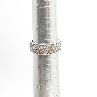 925 Sterling Silver Round-Cut C Z 3-Row All Around Band Ring Size 9.25
