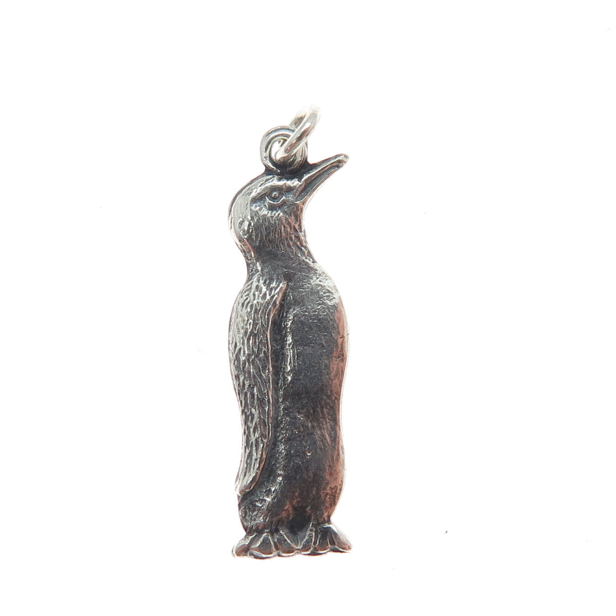 925 Sterling Silver Vintage Pinguin Oxidized Charm Pendant