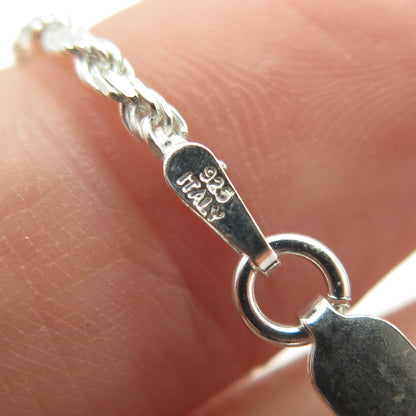 925 Sterling Silver Italy Twisted Rope Chain Necklace 24"