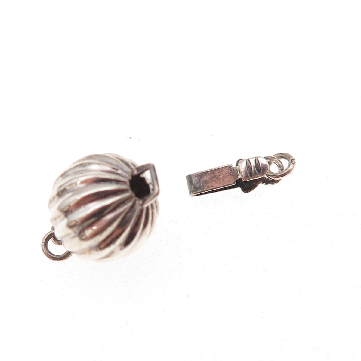 925 Sterling Silver Vintage Bracelet / Necklace Ball Box Lock Clasp