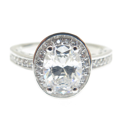 925 Sterling Silver Oval & Round-Cut C Z Promise Ring Size 10.25