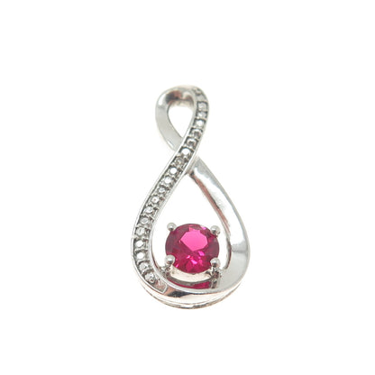 925 Sterling Silver Real Diamond Accent Lab-Created Ruby Infinity Slide Pendant